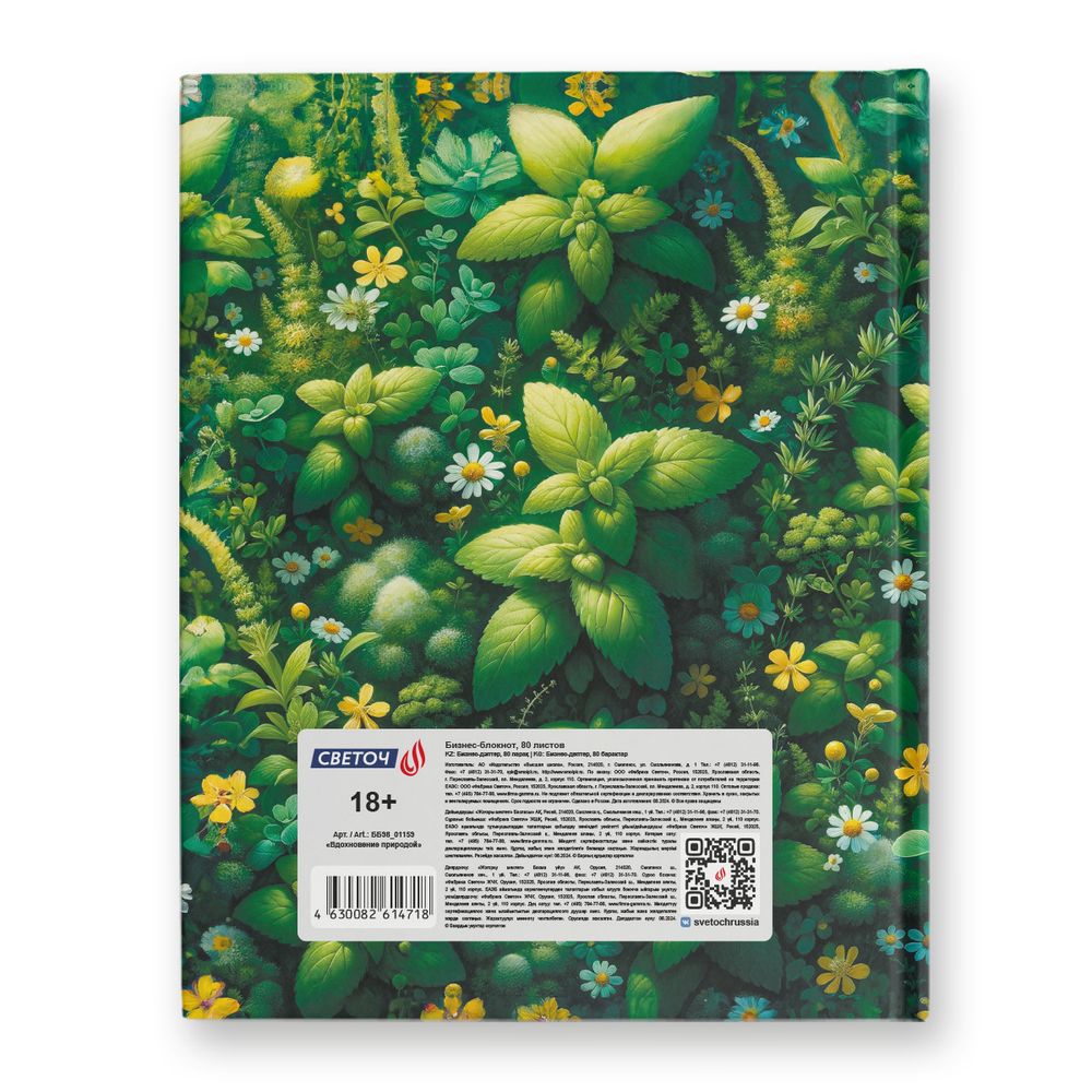 Бизнес-блокнот A5+ 80 л. 22 шт, клетка, глянцевая ламинация, Вдохновение природой 01159, Светоч ББ98