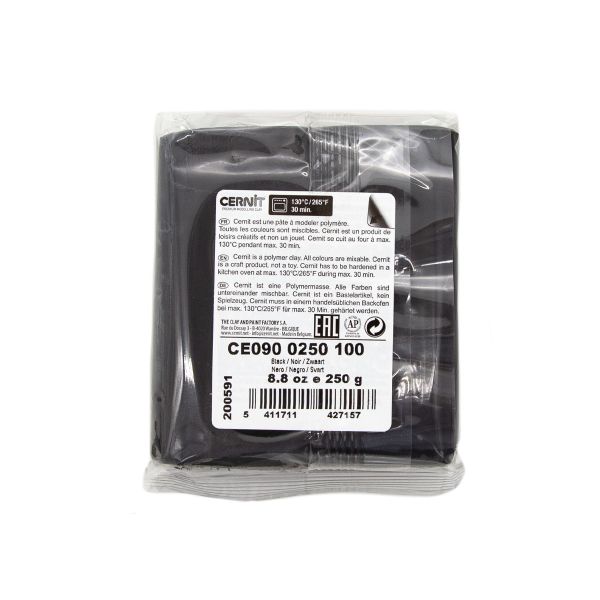 Полимерная глина Cernit №1 запекаемая, классическая 250гр, 100 черный