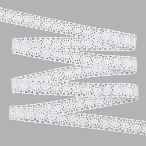 Кружево вязаное (тесьма) хлопковое 20 мм / 25м двухстор. (белый)