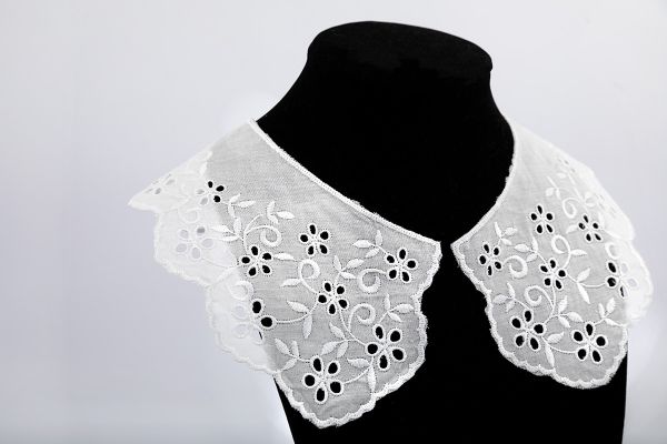 Пришивной кружевной воротник шитьё 11 см, 5 пар Турция, белый, Gamma VYEM-110-01