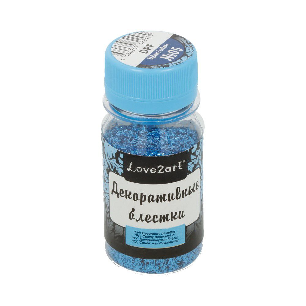 Блестки декоративные 1.5х0.2 мм, 60 г (4х15 г), 05 синий, Love2art DPF