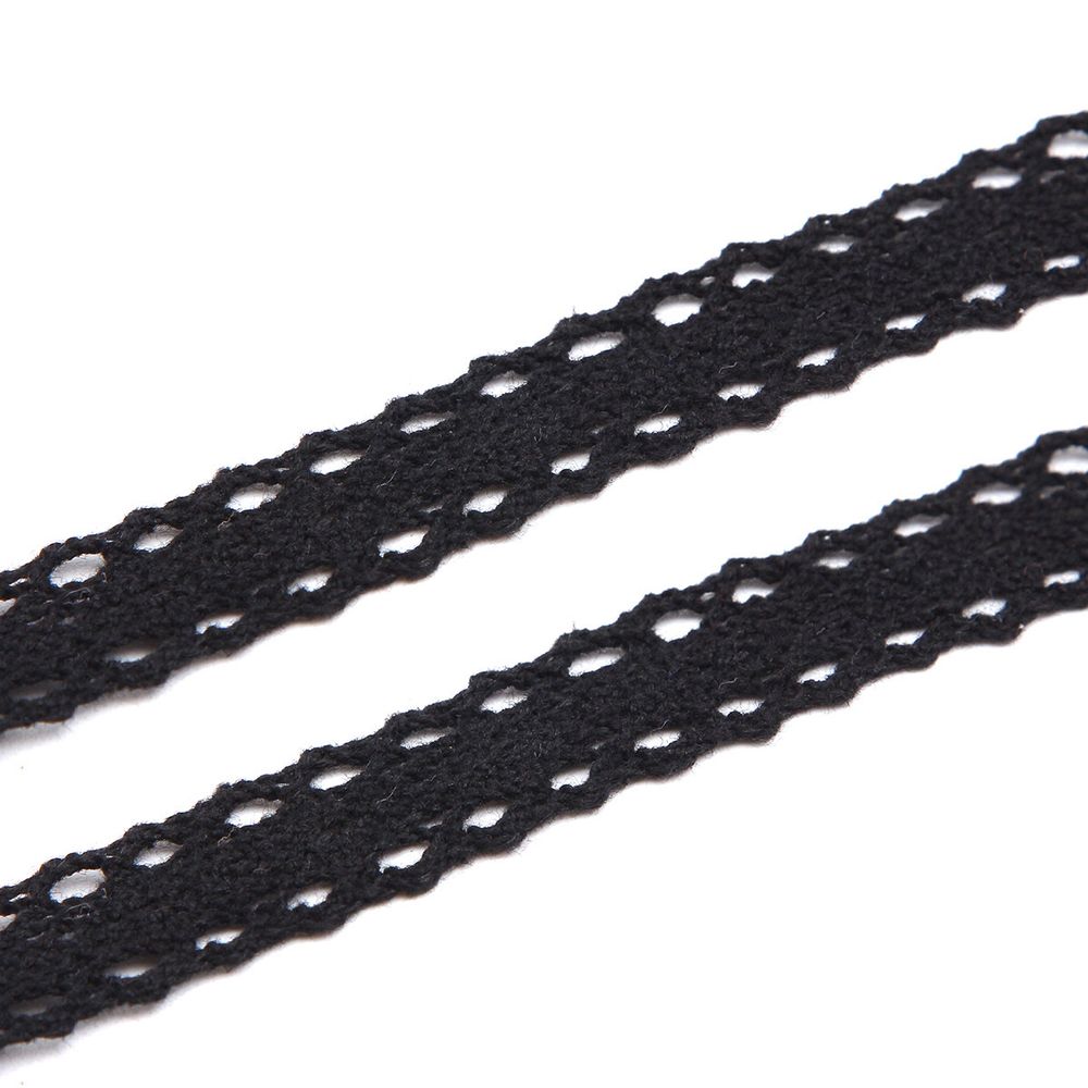 Кружево вязаное (тесьма) хлопковое 15 мм / 9.14 метров, черный