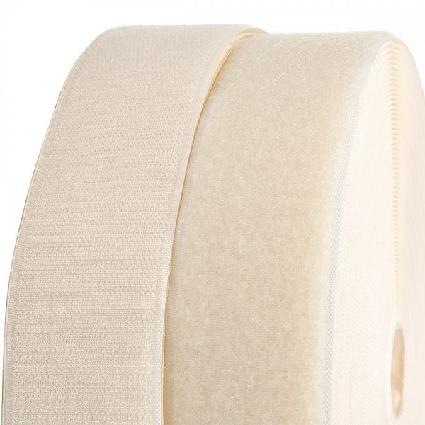 Лента контактная липучка (велкро) пришивная 50 мм / 25 метров, F306 св.бежевый, ПАРА (крючок+петля), качество 