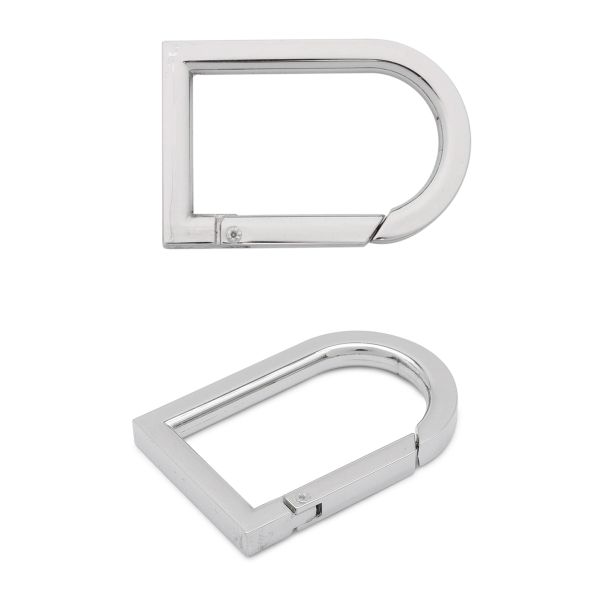 Карабин металл полукольцо 22х40 мм (50х32 мм), никель мет, 2 шт