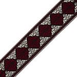 Лента (тесьма) жаккардовая 33.0 мм / 7 метров, бордо/серебро, (11824)