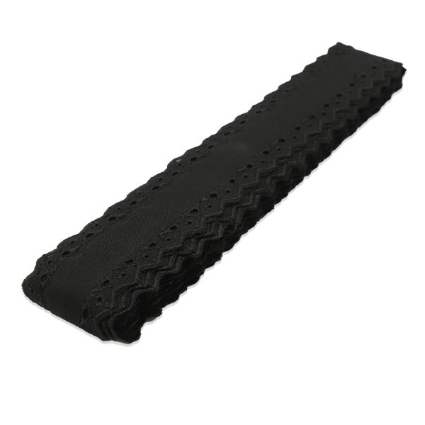 Кружево шитьё 28 мм, однотонное, 100% п/э ТСВ-1018, черный, 13.71 м