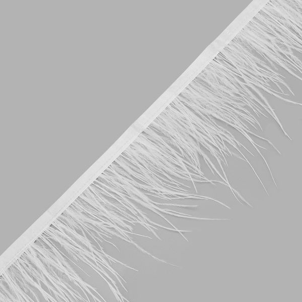 Перья страуса на ленте 70-100 мм / 1 метр, 100 белый, 2AL105
