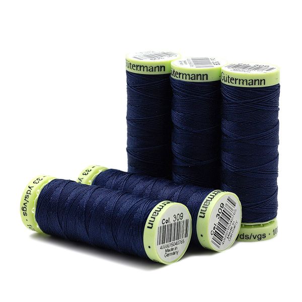 Нитки отделочные Gutermann Top Stitch, 30м, 309 чернильный, 5 катушек