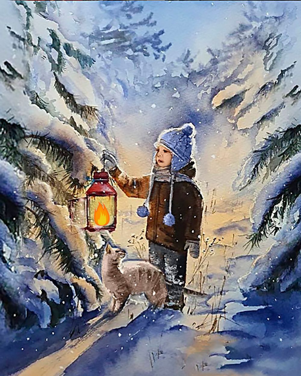 Алмазная (кристальная) мозаика Фрея, Зимний лес 40х50 см