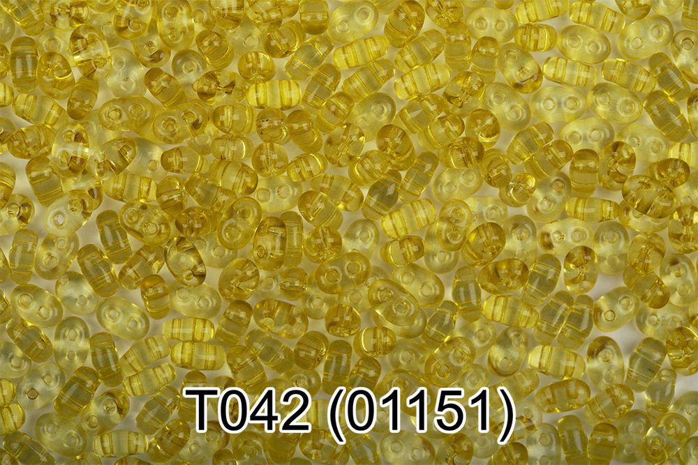 Бисер Preciosa Twin 3 2.5х5 мм, 10х5 г, 1-й сорт T042 желто-зеленый, 01151, 321-96001