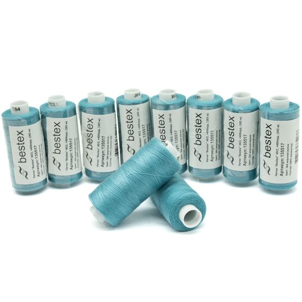 Нитки швейные бытовые Bestex 40/2, 365 м (400 ярд) / 10 кат., 364 лазурный