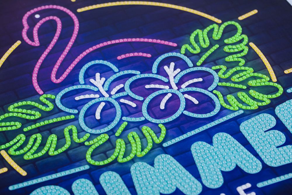 Алмазная (кристальная) мозаика Фрея ALBP-323, постер Неоновый фламинго, 30х30 см