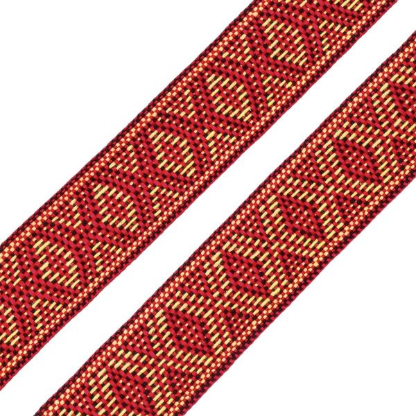 Лента (тесьма) жаккардовая 30.0 мм / 25±1 метров, рис. 9854, красный/желтый/черный, С3881Г17