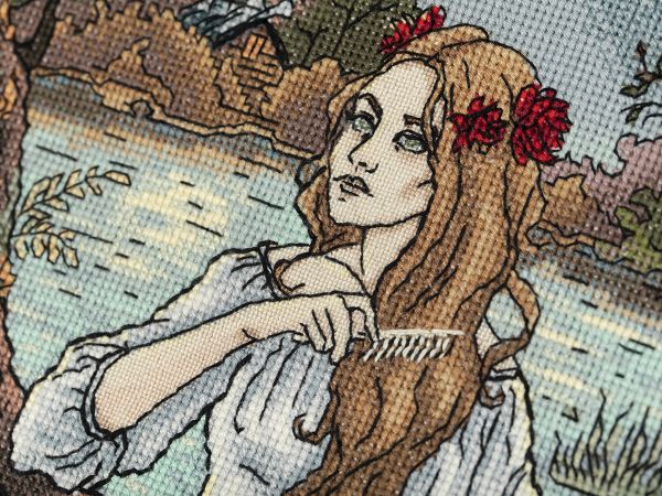 Набор для вышивания нитками Panna Золотая серия VS-7444, Славянская мифология. Русалка, 27х36.5 см