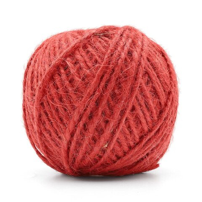 Шпагат джутовый 2-х ниточный ⌀1.12 мм, 50 м, 1120 текс, качество СВ, цветной (красный), 74973