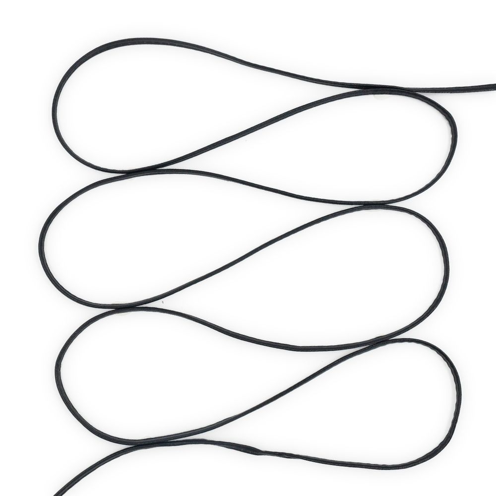 Шнур кожа искусственная ⌀5.0 мм / 50 метров, плоский, чёрный