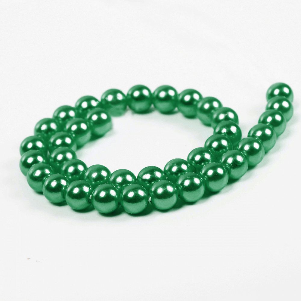 Бусины пластик (перламутр) ⌀6 мм, цв.035 изумруд, уп.500г (4838 шт), Magic4Hobby