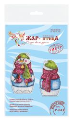 Набор для вышивания нитками МП Студия (Жар-птица), Снеговик с елочкой 12.5х7.5 см