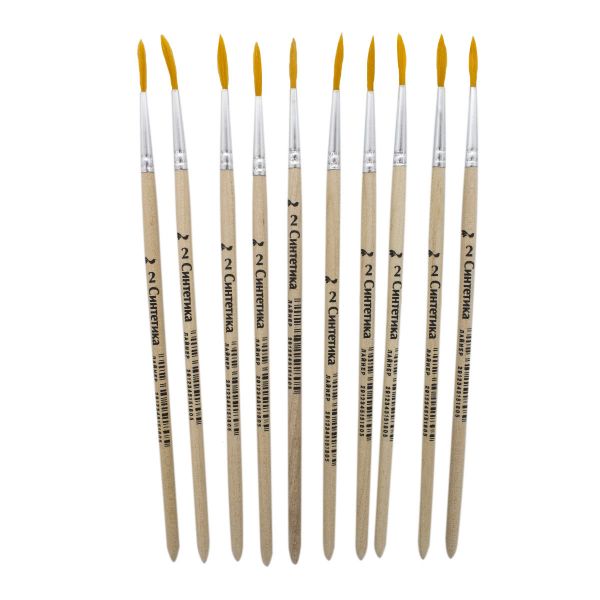 Кисть синтетика круглая лайнер №2, 10 шт