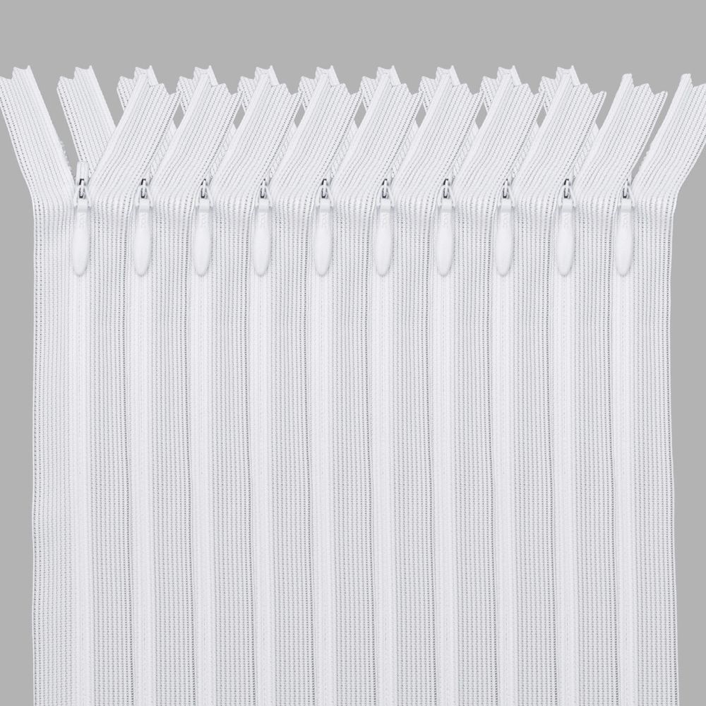 Молния потайная (скрытая) Т3 (3 мм) 1 зам., н/раз., 20 см, белый, 31201 / 20, 10 шт