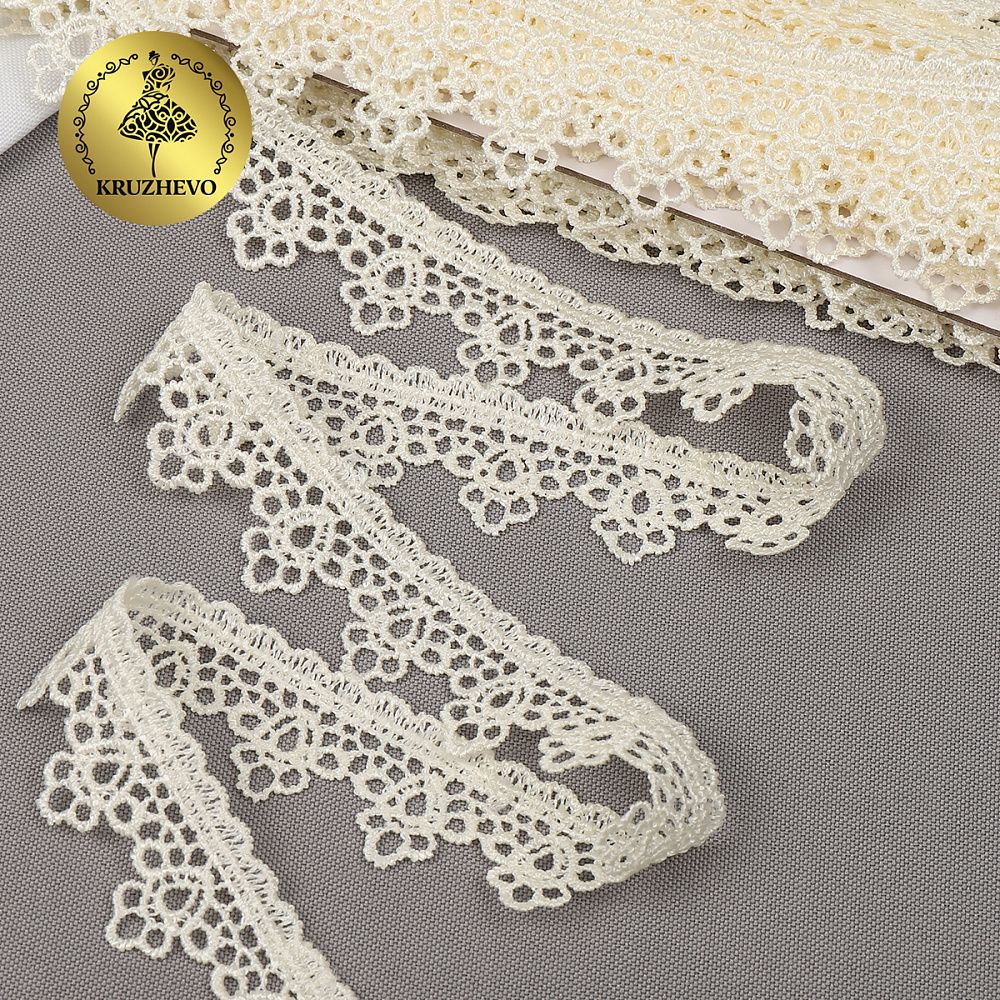 Кружево гипюр (плетёное) 25 мм / 13.71 метров, TBY.4GB2501, цв.молочный