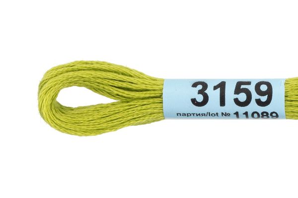 Мулине Gamma 100% хлопок, цв.3159 яр.салатовый, 24 мотка по 8 метров