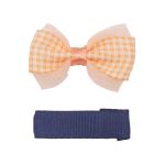 Набор бантик и заколка, мини 36мм/35мм, персик/синий