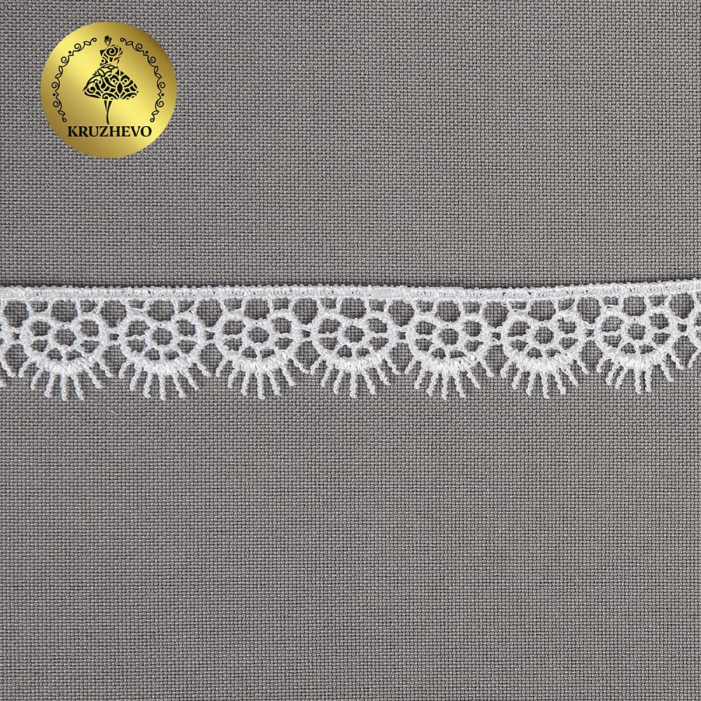 Кружево гипюр (плетёное) 16 мм / 13.71 метров, TBY.1063, цв.01 белый