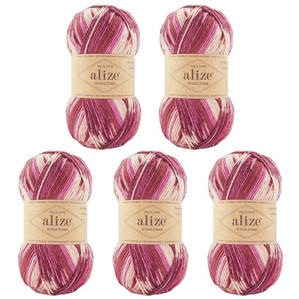 Пряжа Alize (Ализе) Wooltime / уп.5 мот. по 100 г, 200 м, 11020 секционный