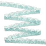 Кружево вязаное (тесьма) хлопковое 28 мм / 25 метров, рис.28.01.021 (мятный/белый) С3749Г17