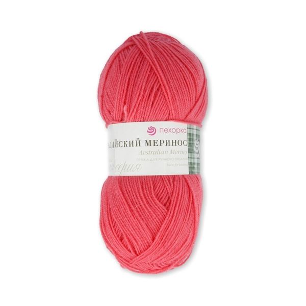 Пряжа Пехорка Австралийский меринос / уп.5 мот. по 100 г, 400 м, цв.185 земляника