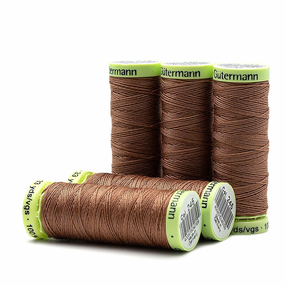 Нитки отделочные Gutermann Top Stitch, 30м, 245 золотисто бежево-розовый, 5 катушек