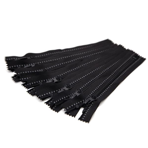 Молния спираль (витая) Т5 (5 мм) 1 зам., н/раз., 18 см, цв. черный, 10 шт