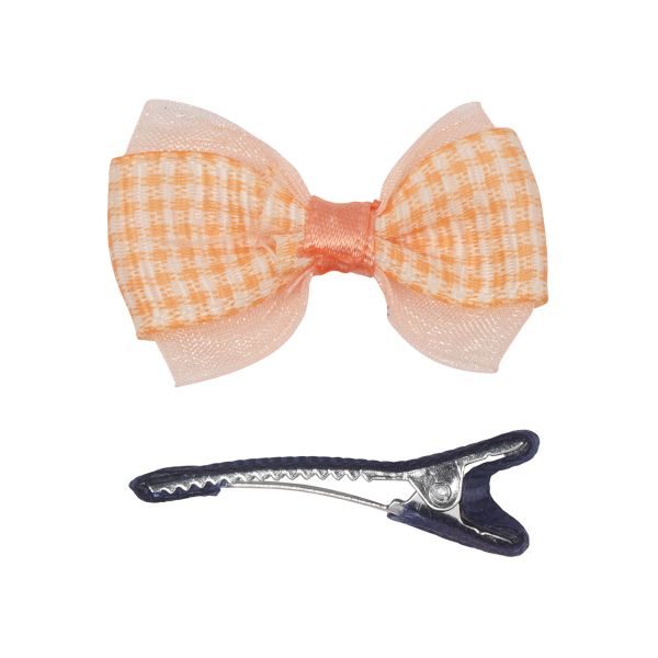 Набор бантик и заколка, мини 36мм/35мм, персик/синий