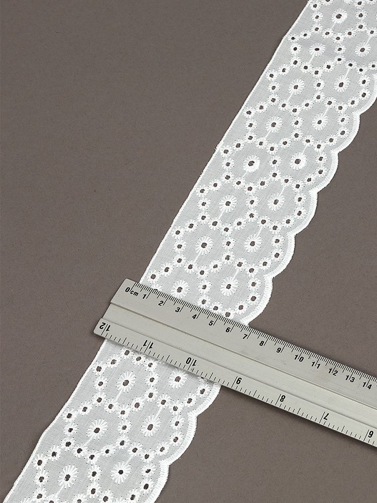 Кружево шитьё 70 мм / 2.7 метра, хлопок, TBY.0638, 01 белый