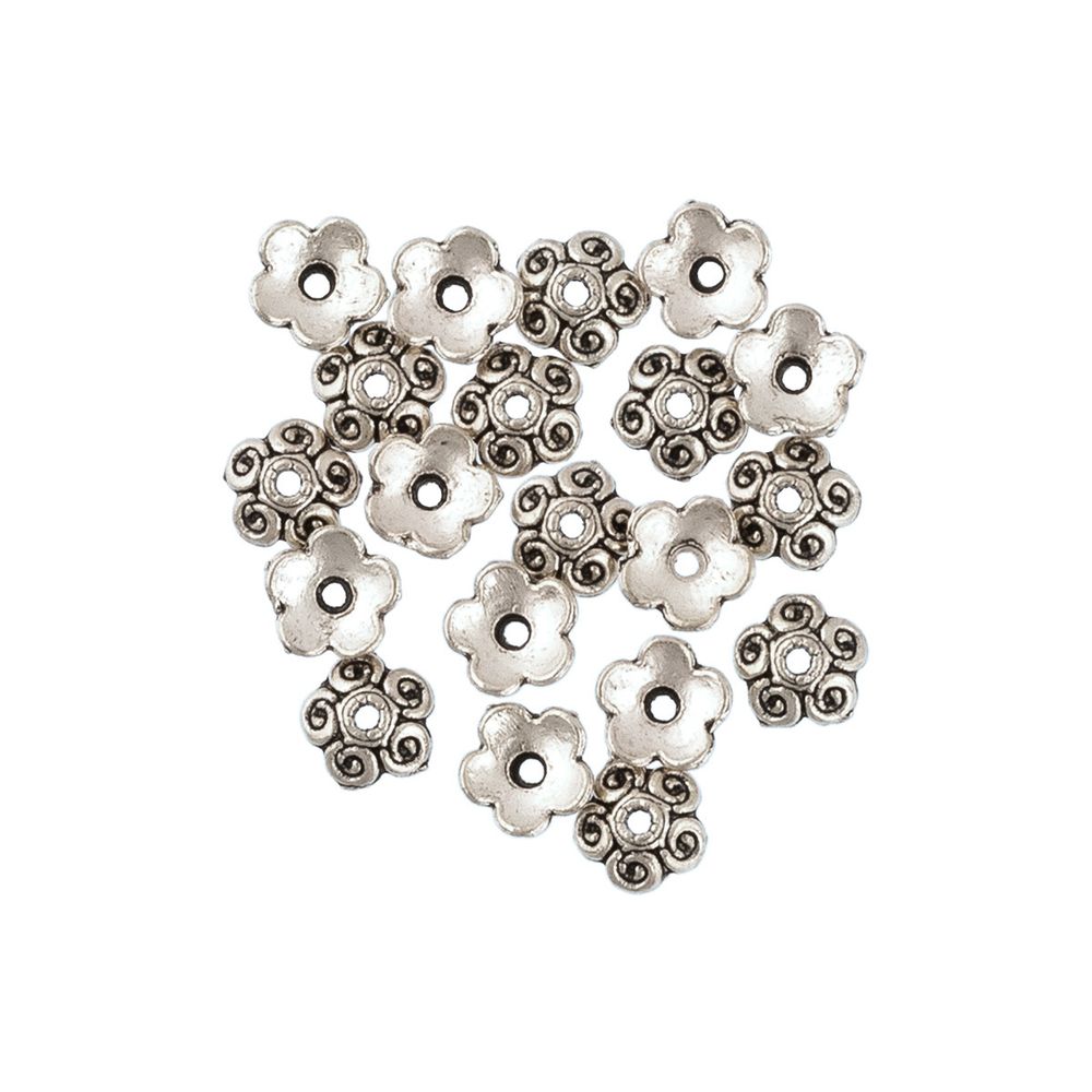 Розетки для бус 8 мм, 20 шт, 01 под античное серебро, Zlatka MFR-09
