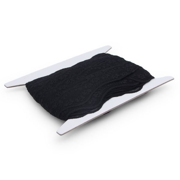 Кружево эластичное (стрейч) 40 мм / 15 метров, черный, LAEC-19138