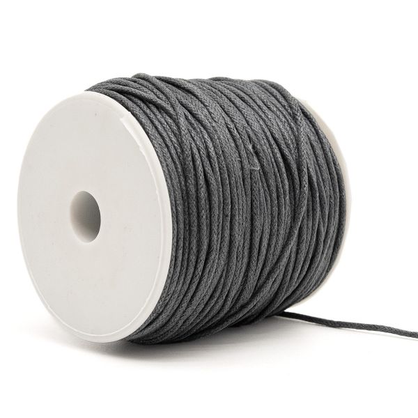 Шнур вощеный ⌀2.0 мм / 100 метров, цв.С301 т.серый