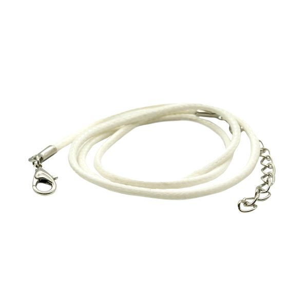 Шнур вощеный с замком, 2 мм, 43см, белый