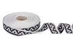 Лента (тесьма) жаккардовая 24.0 мм / 25±1 метров, Орнамент для северных народов, рис 8621 белый-черный, Gamma С3772
