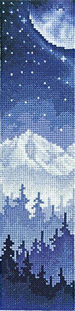 Набор для вышивания нитками Сделай своими руками, Закладки. Луна над лесом, 5.5х22 см