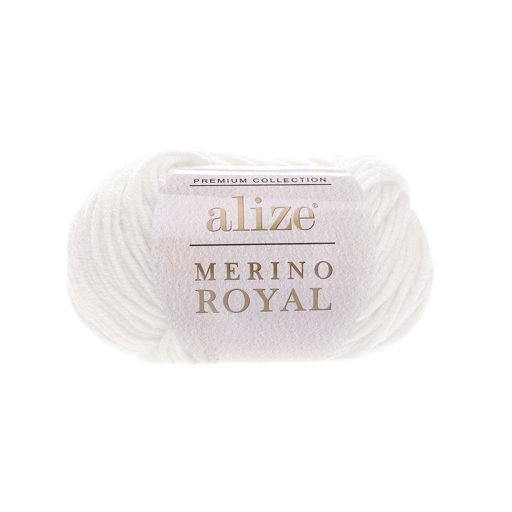 Пряжа Alize (Ализе) Merino Royal / уп.10 мот. по 50 г, 100 м, 55 белый