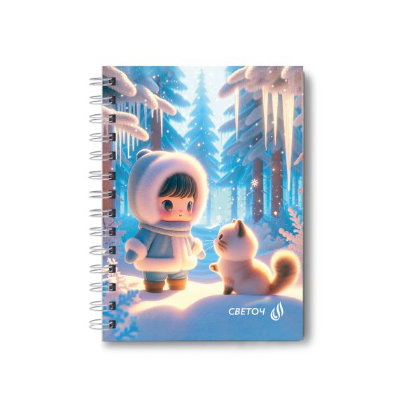 Записная книжка с твердым переплетом, глянцевая ламинация, на гребне A6 120 л. 4 шт клетка, Давай дружить 01597, ЗК226 Светоч