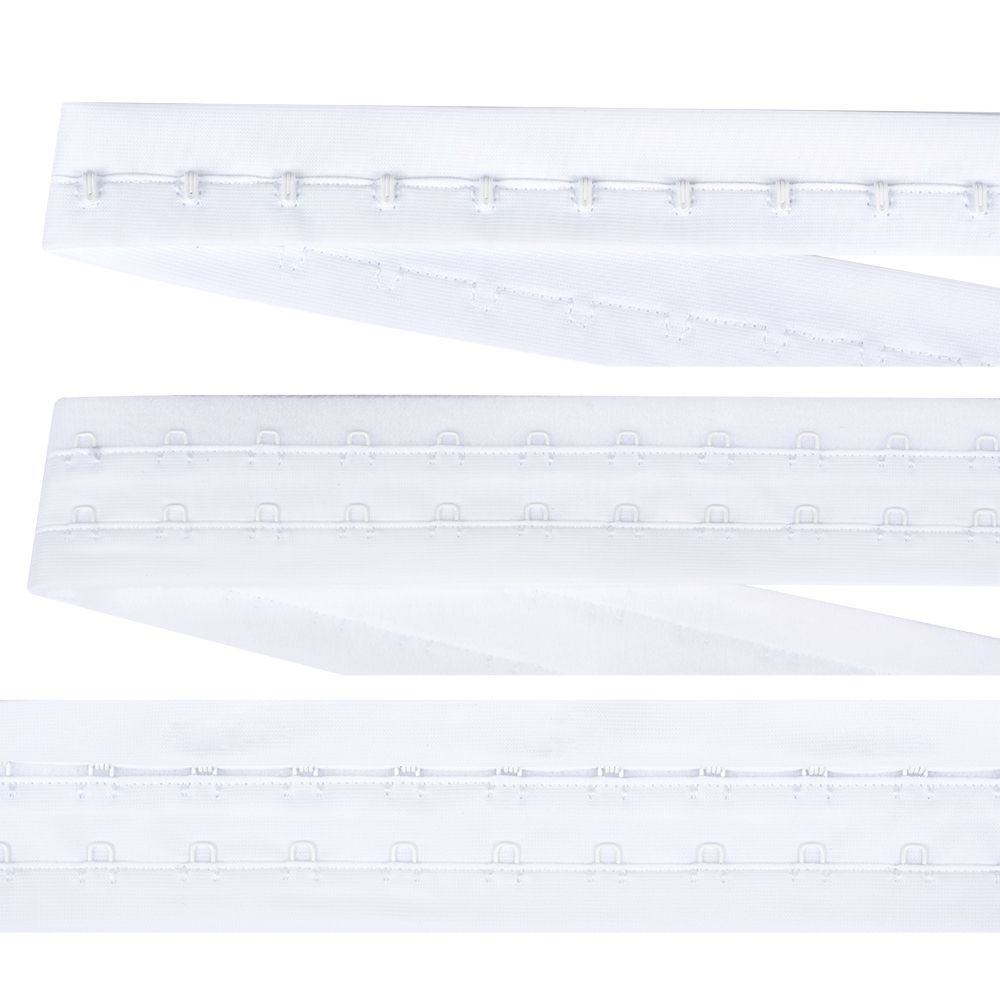 Застежки для бюстгальтера на ленте (2 ряда) 40 мм, 5 м, 01 белый