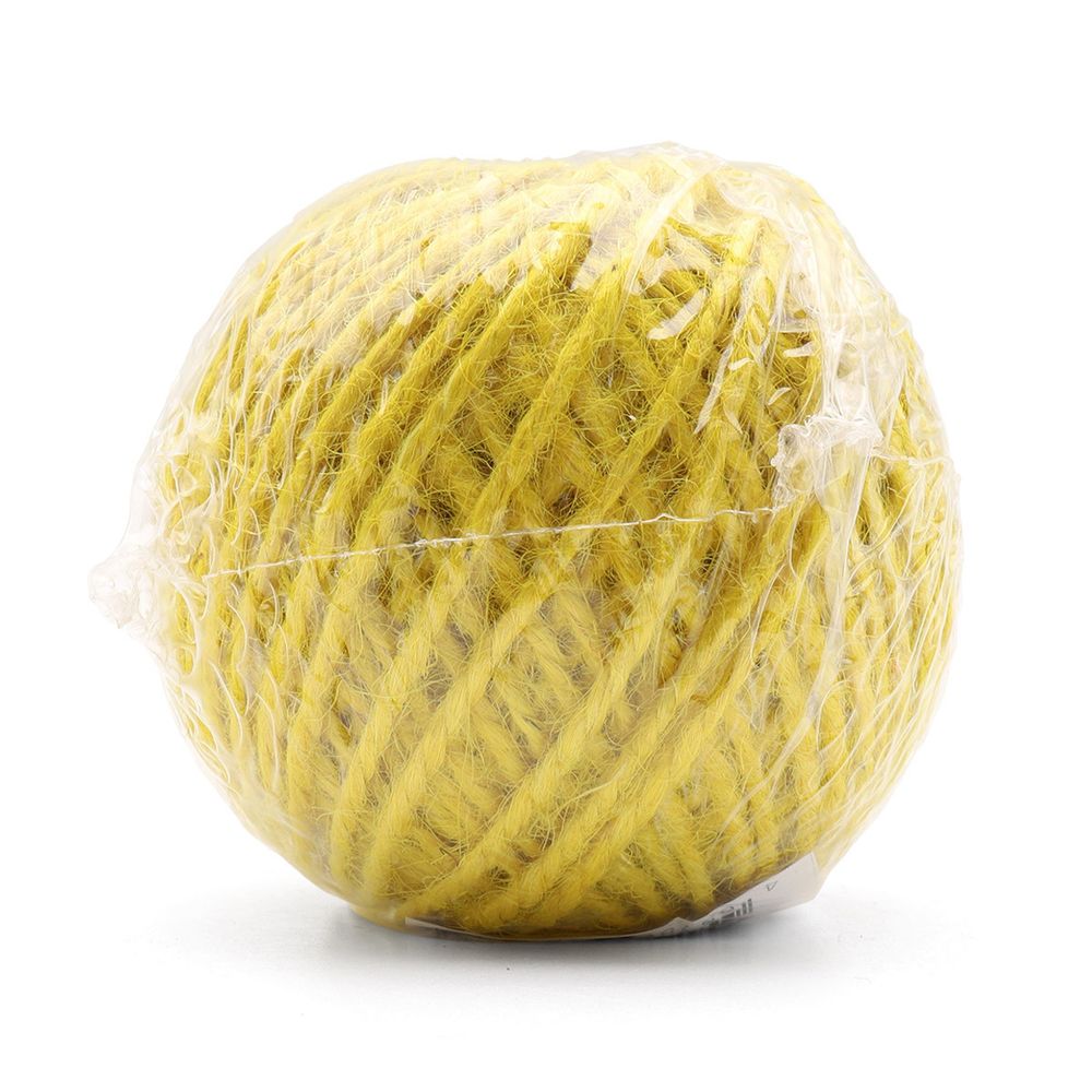 Шпагат джутовый 2-х ниточный ⌀1.12 мм, 50 м, 1120 текс, качество СВ, цветной (желтый), 74973