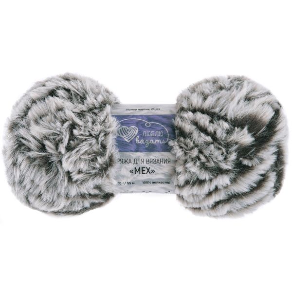 Пряжа Люблю вязать Мех / уп.3 мот. по 100 г, 55 м, зелёный пепел