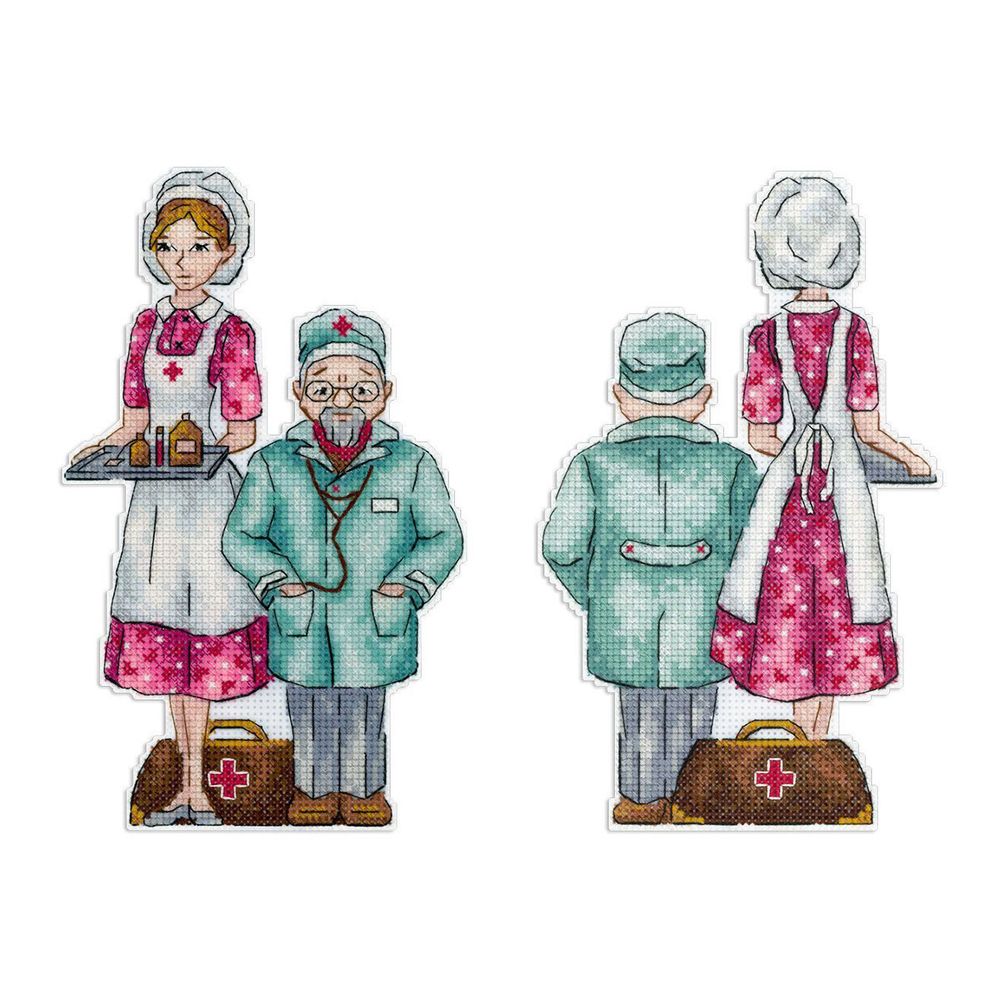 Набор для вышивания нитками МП Студия, на пластиковой канве Врачи 19х12см