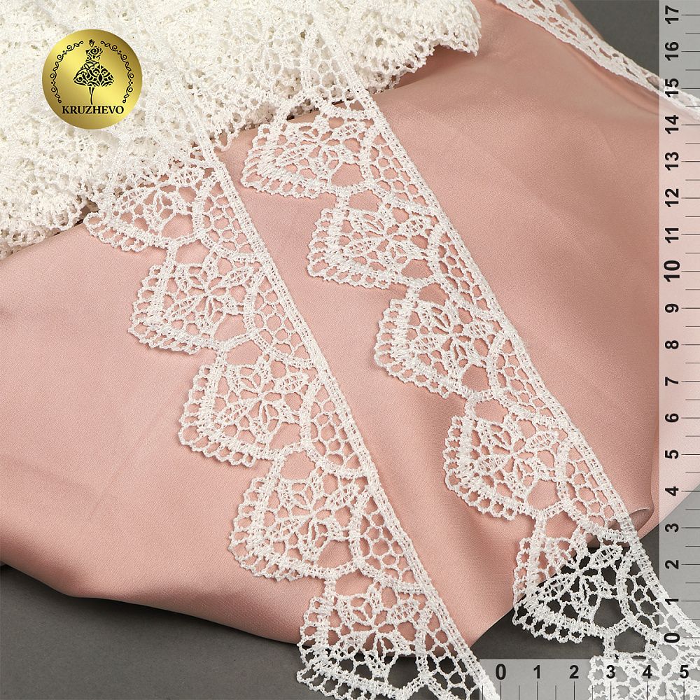 Кружево гипюр (плетёное) 43 мм, 0795 цв.01 белый уп.13,7м, Kruzhevo
