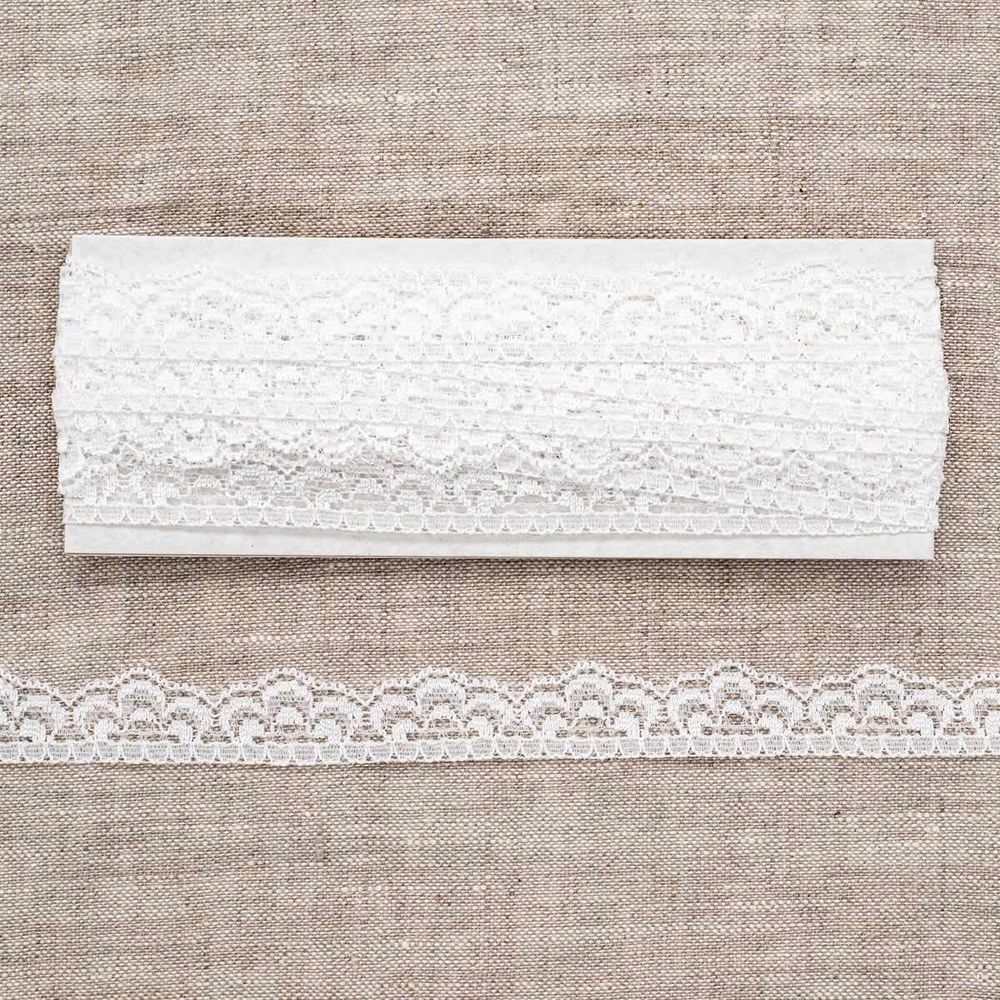 Кружево эластичное (стрейч) 16 мм 5 м, ±4 см, белый