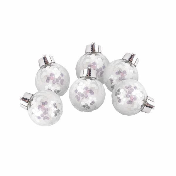 Набор елочных игрушек Шар ⌀6 см, 1х6 шт, №02 прозрачный, под серебро, Snoweekon SNW-A134
